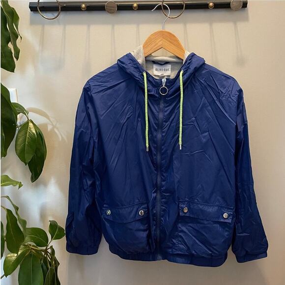 EUC Olive + Oak Women's Lightweight Hooded Windbreaker Jacket – Blue, Size Large - Picture 1 of 8